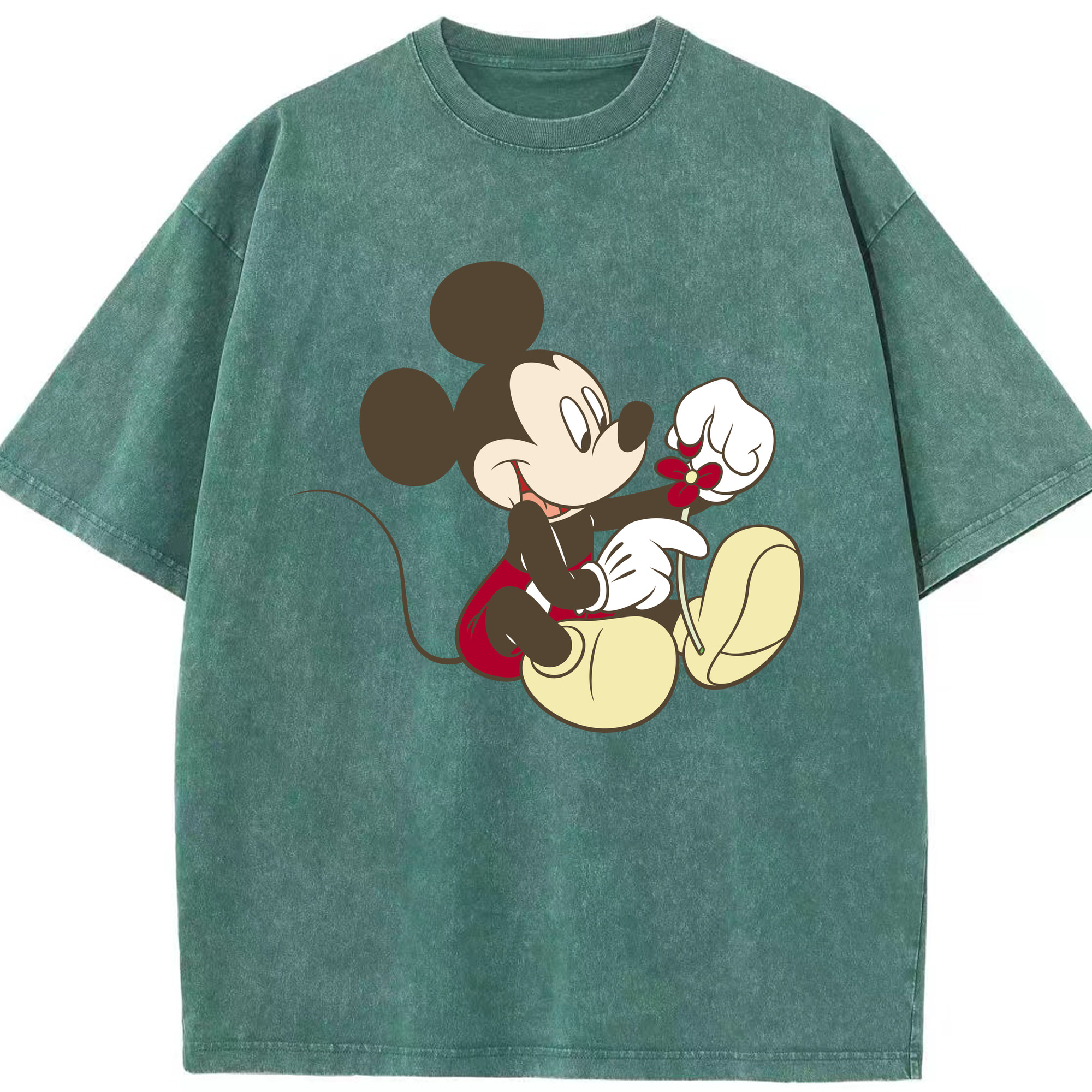 （画像用） ミッキーマウス Mickey Mouse 綿100% ヴィンテージ風 半袖Tシャツ（フロントプリント）